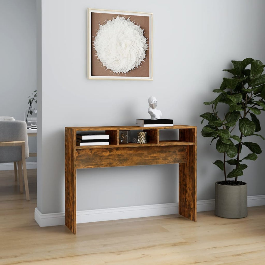 Wandtafel 105x30x80 cm bewerkt hout gerookt eikenkleurig Gerookt eiken