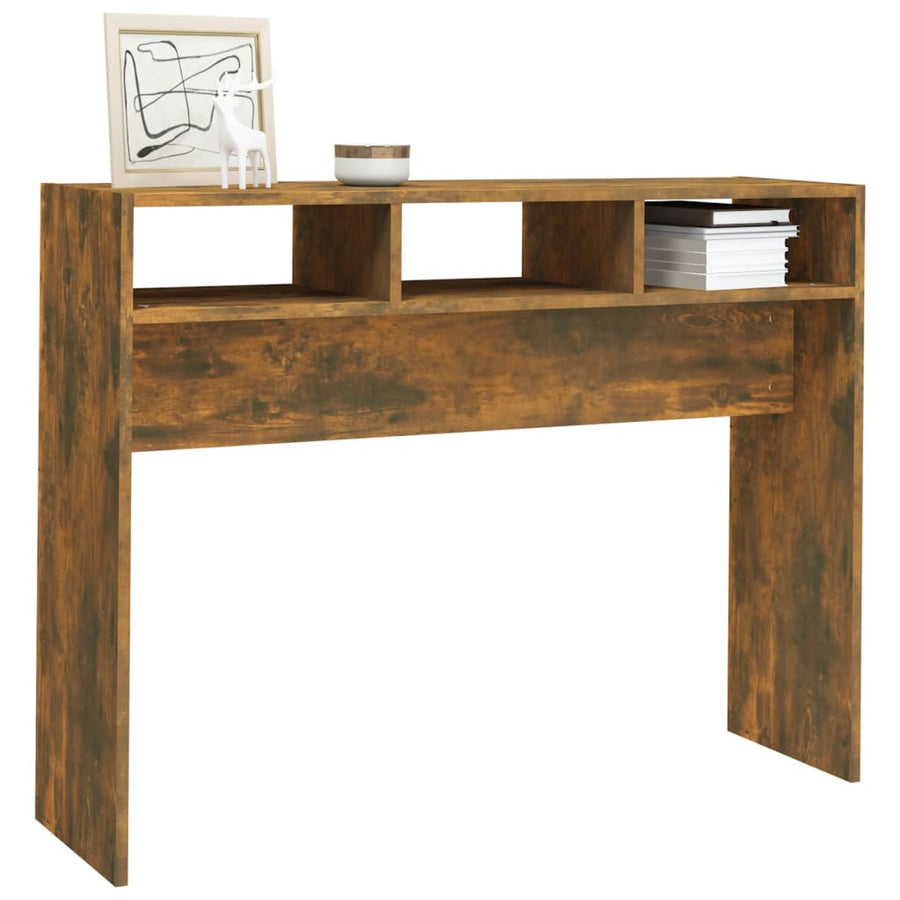 Wandtafel 105x30x80 cm bewerkt hout gerookt eikenkleurig Gerookt eiken