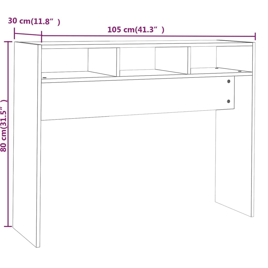 Wandtafel 105x30x80 cm bewerkt hout gerookt eikenkleurig Gerookt eiken