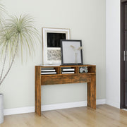 Wandtafel 105x30x80 cm bewerkt hout gerookt eiken
