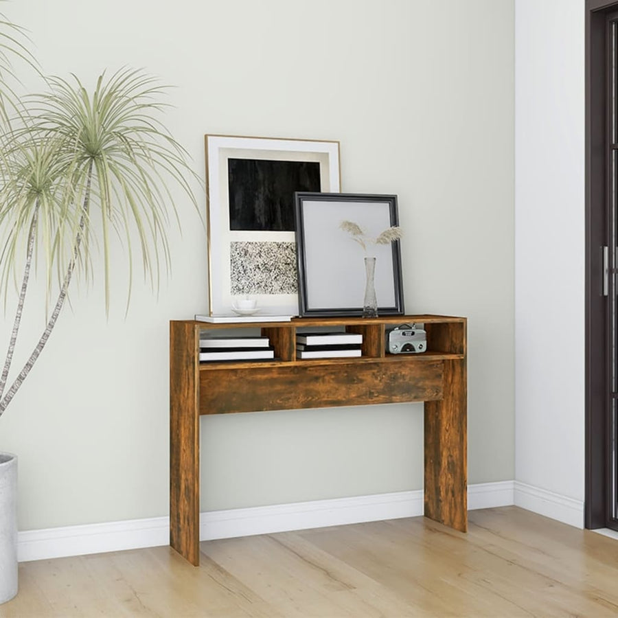 Wandtafel 105x30x80 cm bewerkt hout gerookt eikenkleurig Gerookt eiken