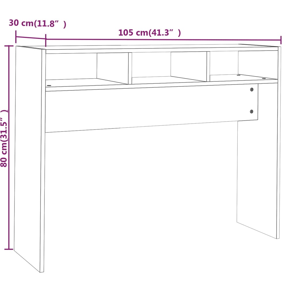 Wandtafel 105x30x80 cm bewerkt hout grijs sonoma eikenkleurig Grijs sonoma