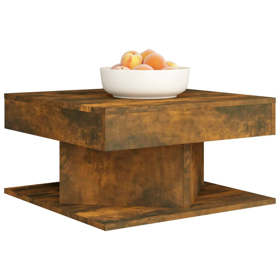 Salontafel 57x57x30 cm bewerkt hout gerookt eikenkleurig Gerookt eiken