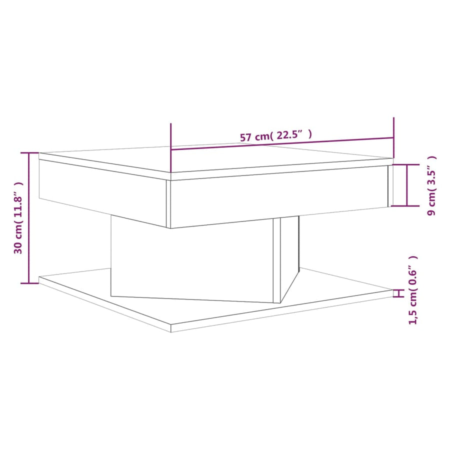 Salontafel 57x57x30 cm bewerkt hout gerookt eikenkleurig Gerookt eiken