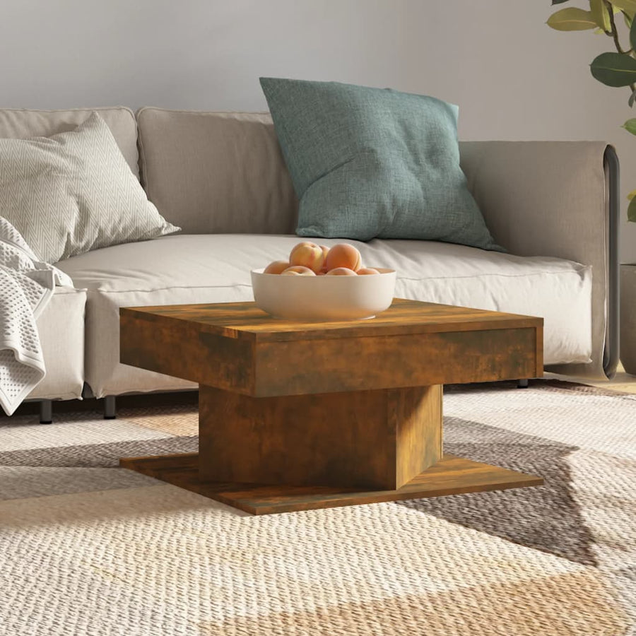 Salontafel 57x57x30 cm bewerkt hout gerookt eikenkleurig Gerookt eiken