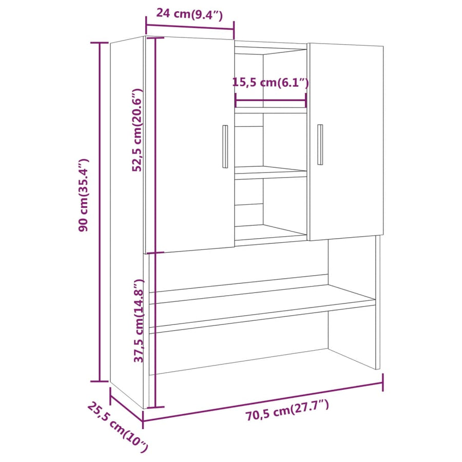 Wasmachinekast 70,5x25,5x90 cm gerookt eikenkleurig Gerookt eiken