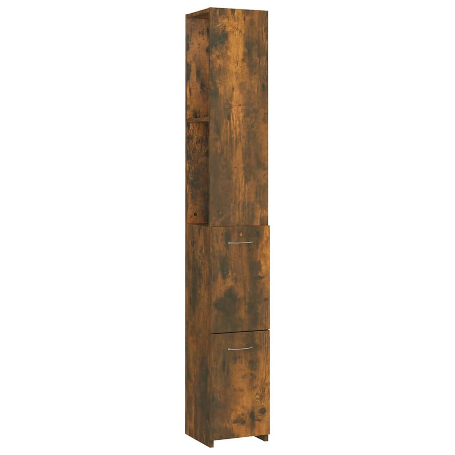 Badkamerkast 25X26,5X70 Cm Bewerkt Hout Kleurig Gerookt eiken