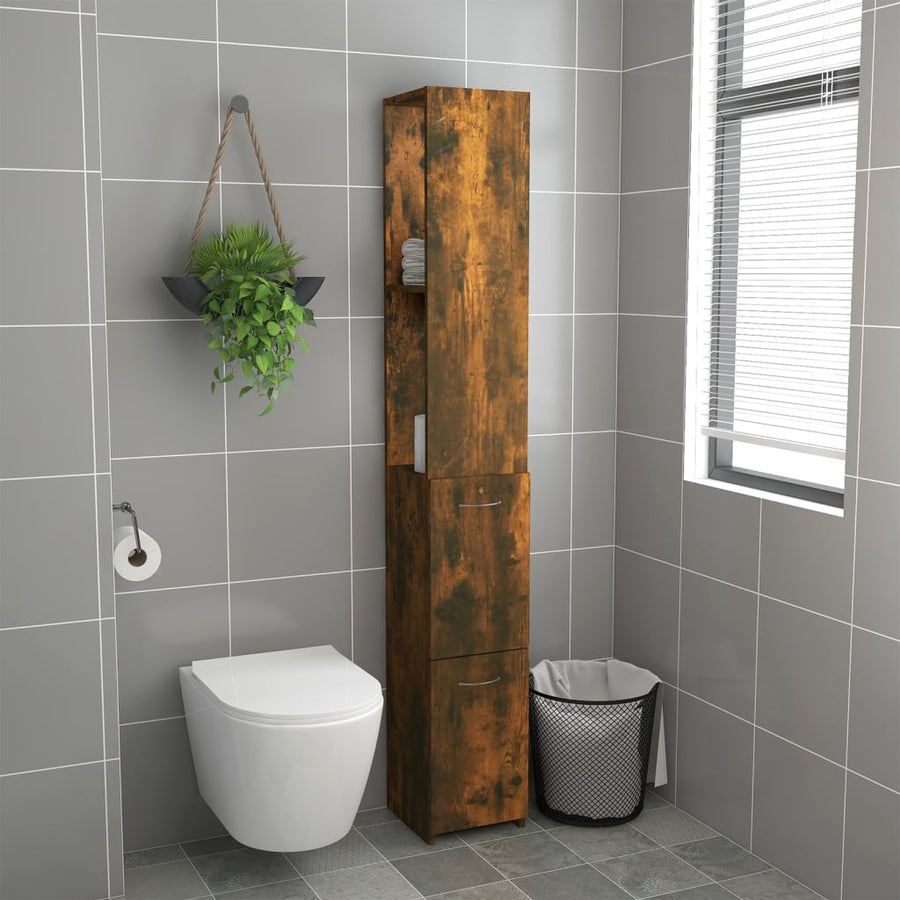 Badkamerkast 25X26,5X70 Cm Bewerkt Hout Kleurig Gerookt eiken