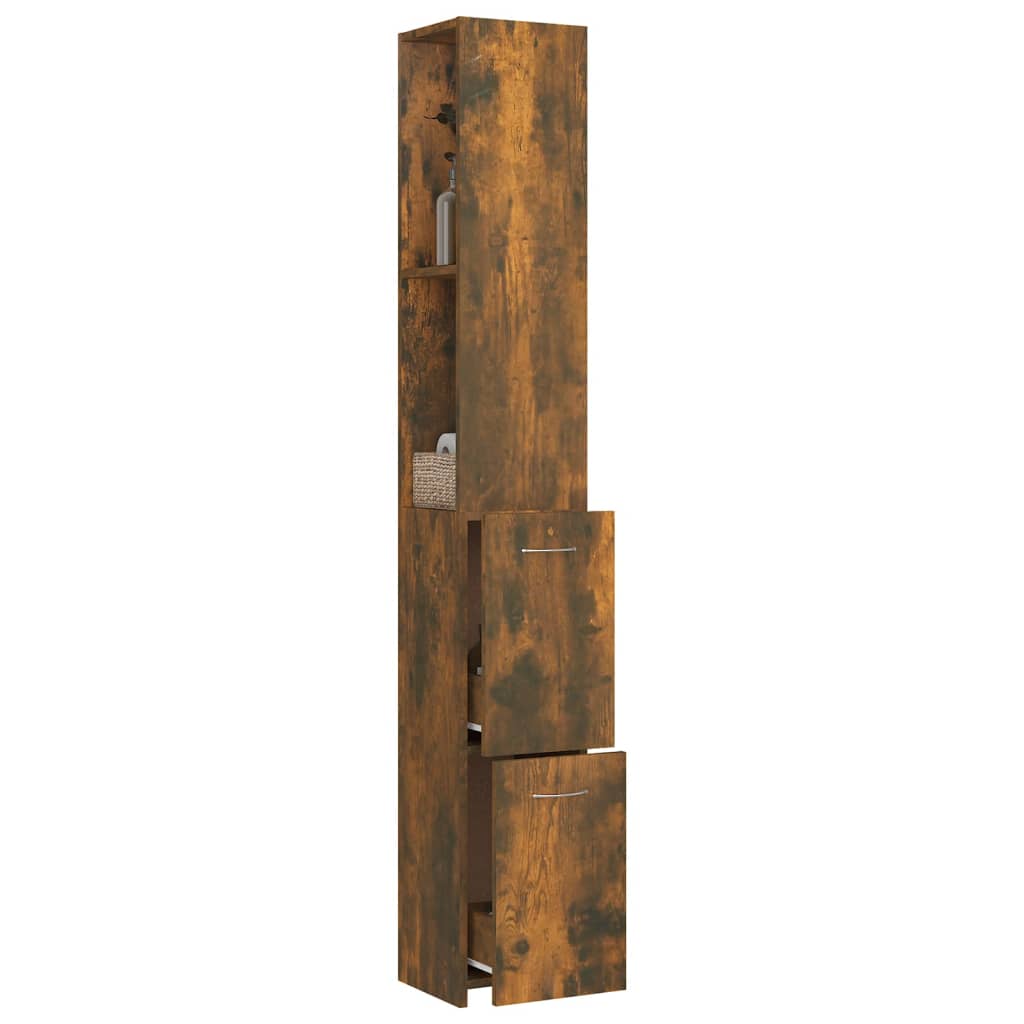 Badkamerkast 25X26,5X70 Cm Bewerkt Hout Kleurig Gerookt eiken