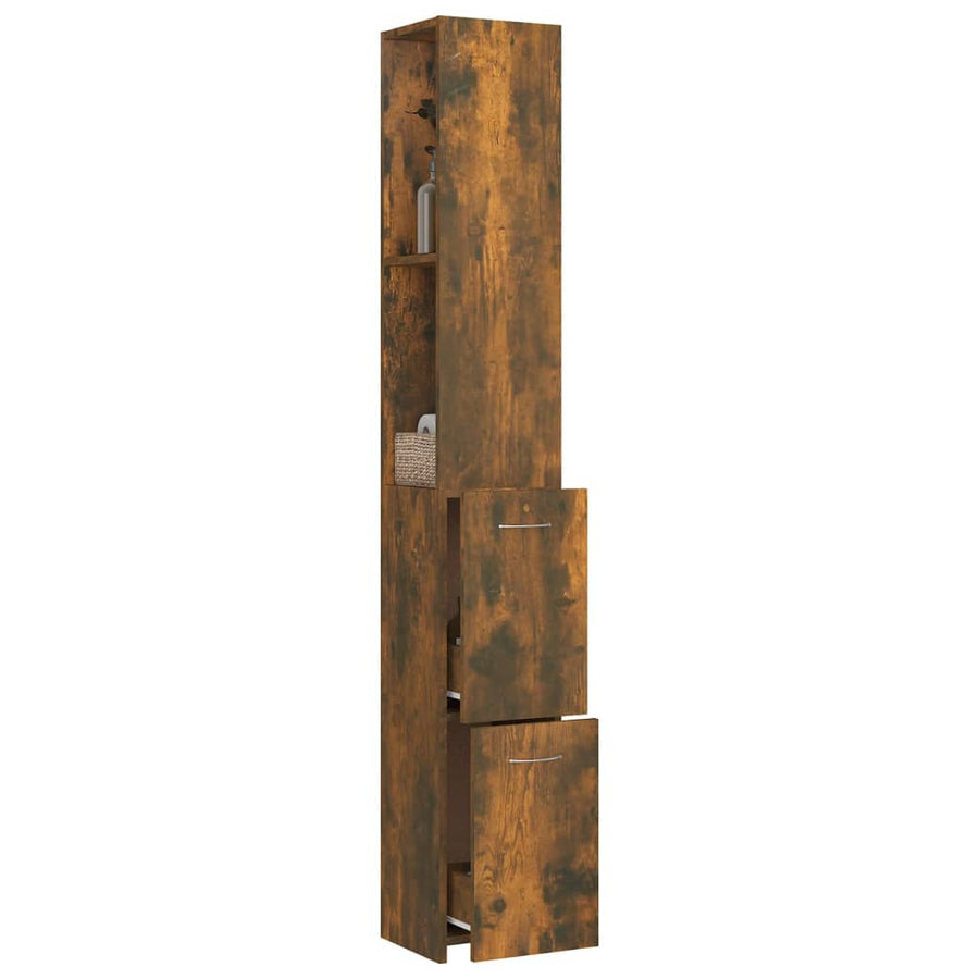 Badkamerkast 25X26,5X70 Cm Bewerkt Hout Kleurig Gerookt eiken