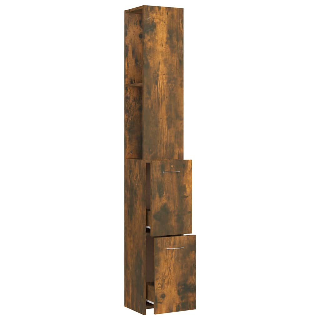 Badkamerkast 25X26,5X70 Cm Bewerkt Hout Kleurig Gerookt eiken