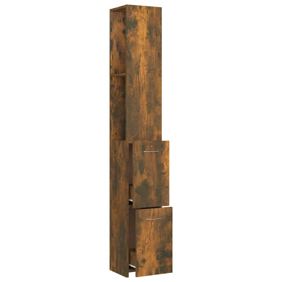Badkamerkast 25X26,5X70 Cm Bewerkt Hout Kleurig Gerookt eiken
