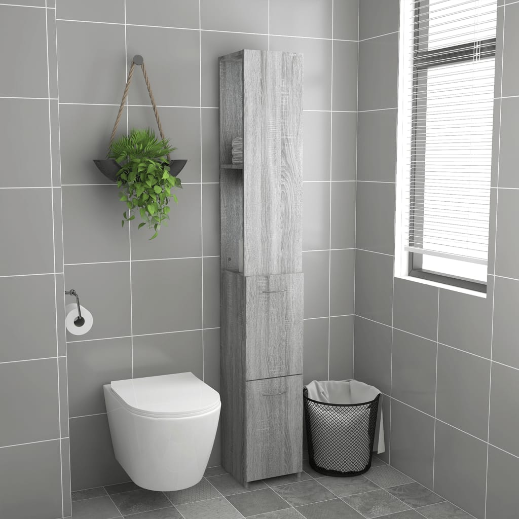Badkamerkast 25X26,5X70Cm Bewerkt Hout Eikenkleur Grijs sonoma