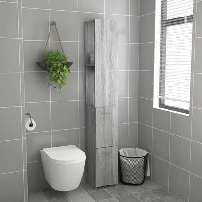 Badkamerkast 25X26,5X70Cm Bewerkt Hout Eikenkleur Grijs sonoma
