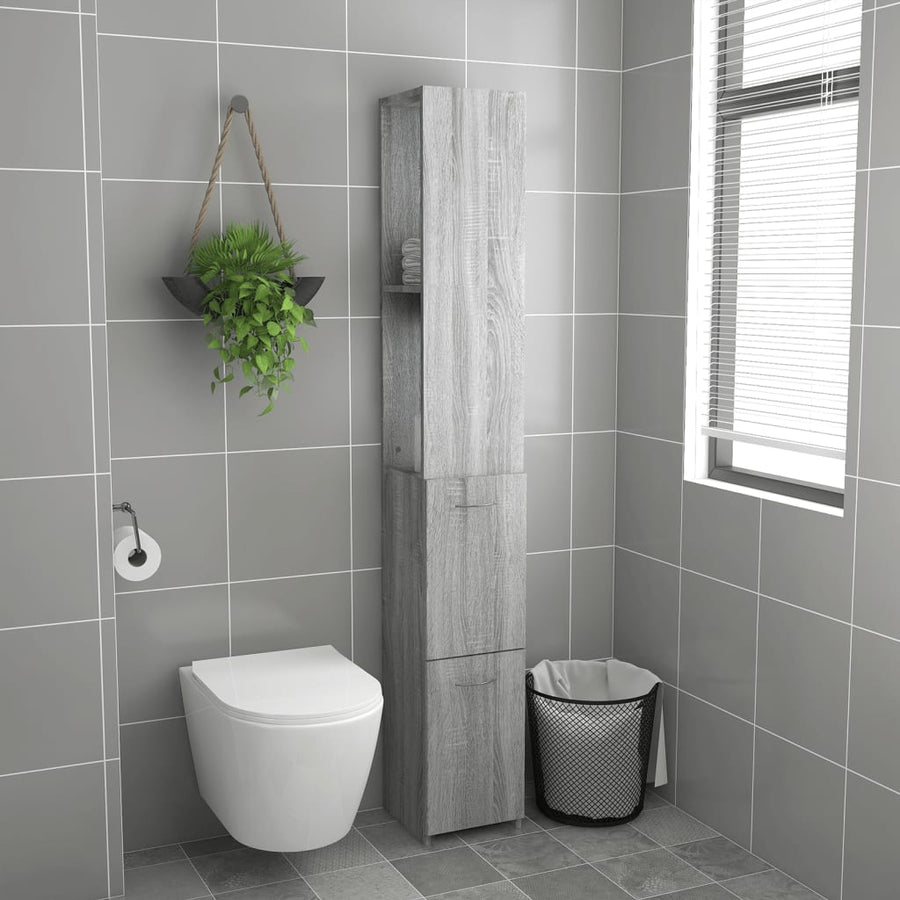 Badkamerkast 25X26,5X70Cm Bewerkt Hout Eikenkleur Grijs sonoma
