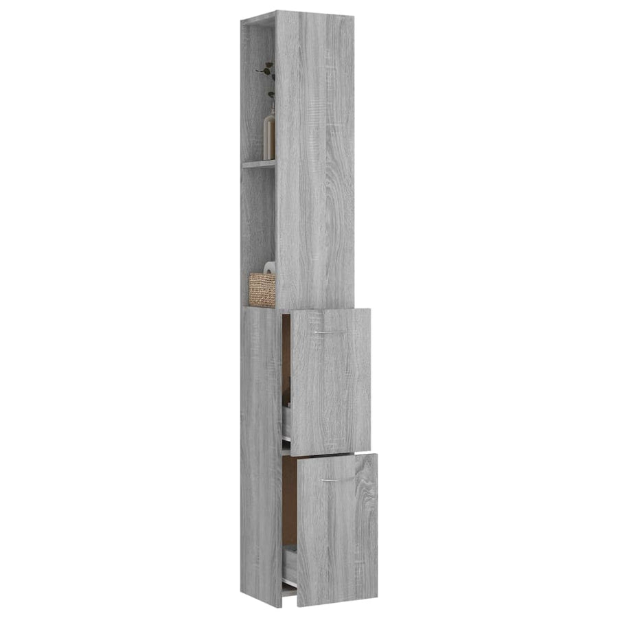 Badkamerkast 25X26,5X70Cm Bewerkt Hout Eikenkleur Grijs sonoma