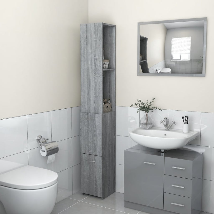 Badkamerkast 25X26,5X70Cm Bewerkt Hout Eikenkleur Grijs sonoma