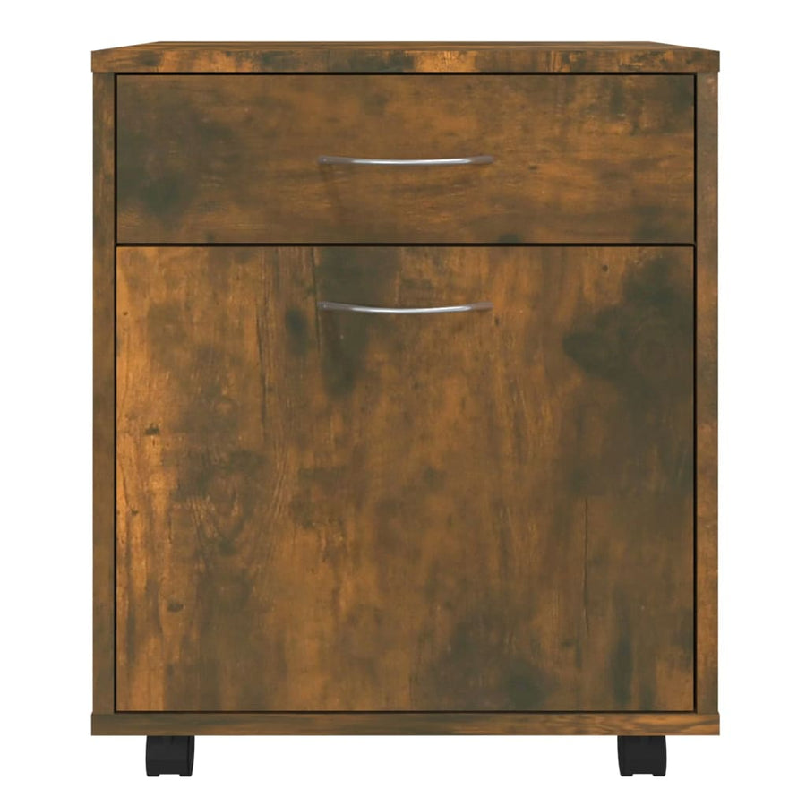 Kast verrijdbaar 45x38x54 cm bewerkt hout gerookt eikenkleurig Gerookt eiken