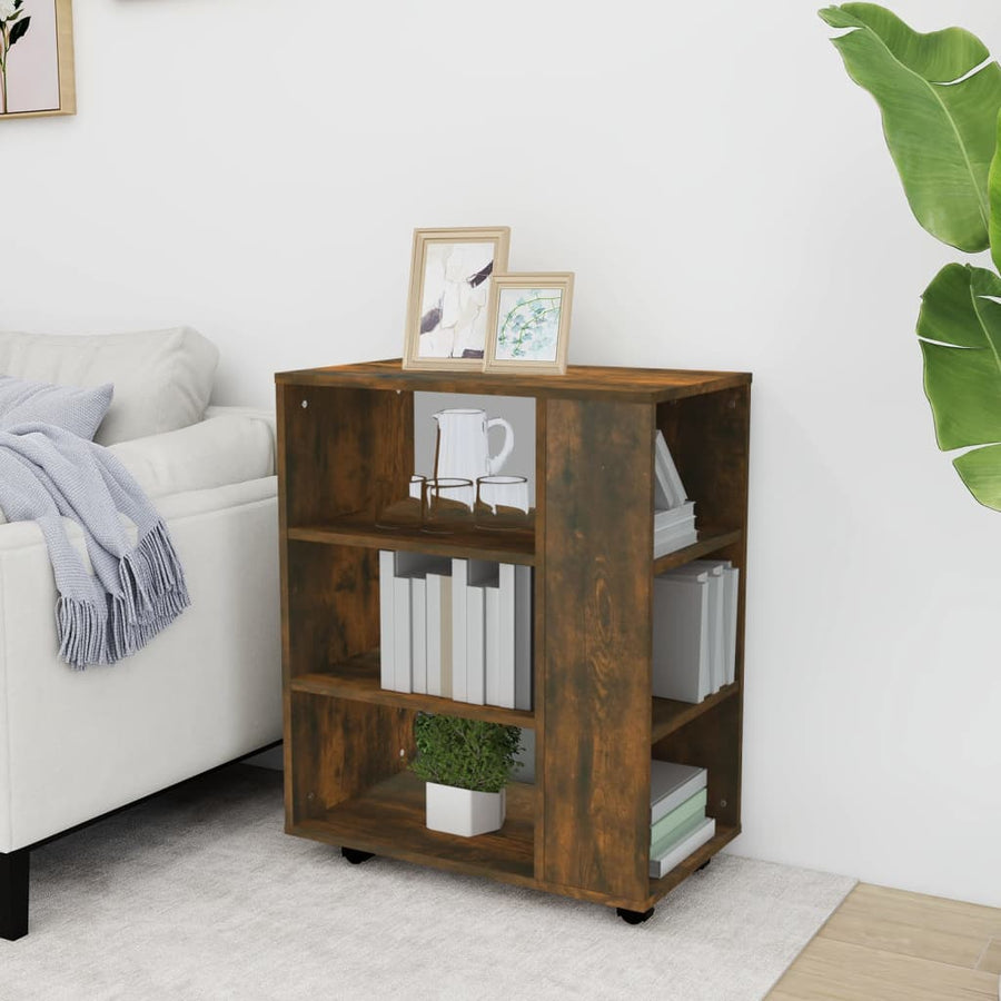 Kast Verrijdbaar 60X35X75 Cm Bewerkt Hout Kleurig Gerookt eiken