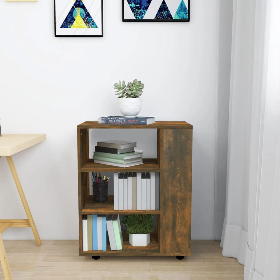 Kast Verrijdbaar 60X35X75 Cm Bewerkt Hout Kleurig Gerookt eiken