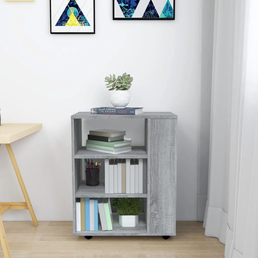 Kast Verrijdbaar 60X35X75 Cm Bewerkt Hout Eiken Grijs sonoma