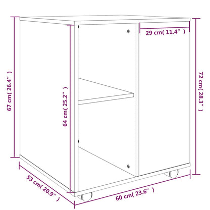 Kast Verrijdbaar 60X53X72 Cm Bewerkt Hout Bruineikenkleurig bruin eikenkleur