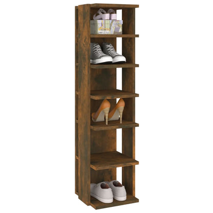 Schoenenrek 27,5x27x102 cm bewerkt hout gerookt eikenkleurig Gerookt eiken