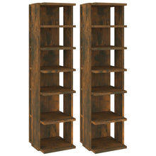 Schoenenrekken 2 st 27,5x27x102 cm bewerkt hout gerookt eiken Gerookt eiken