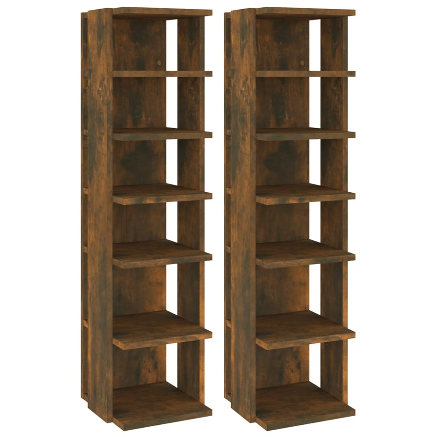 Schoenenrekken 2 st 27,5x27x102 cm bewerkt hout gerookt eiken Gerookt eiken