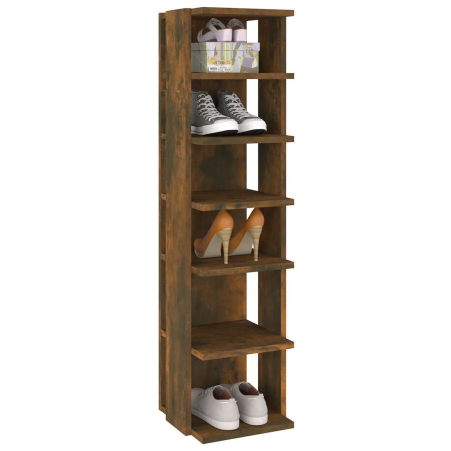 Schoenenrekken 2 st 27,5x27x102 cm bewerkt hout gerookt eiken Gerookt eiken