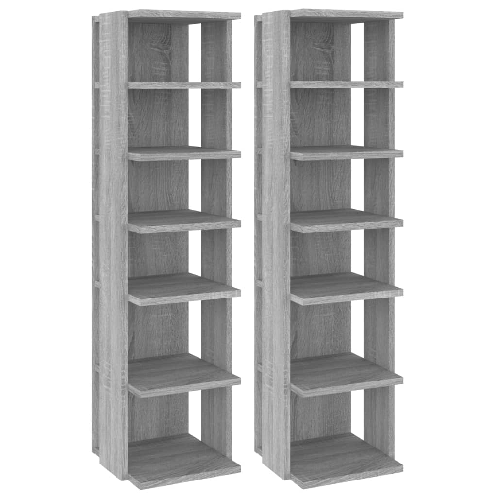 Schoenenrekken 2 st 27,5x27x102 cm bewerkt hout grijs sonoma 1 2 Grijs sonoma
