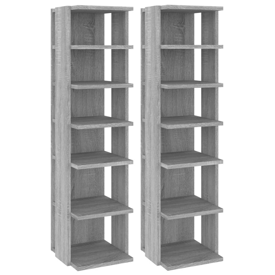Schoenenrekken 2 st 27,5x27x102 cm bewerkt hout grijs sonoma 1 2 Grijs sonoma