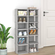 Schoenenrek 2 st 27,5x27x102 cm bewerkt hout grijs