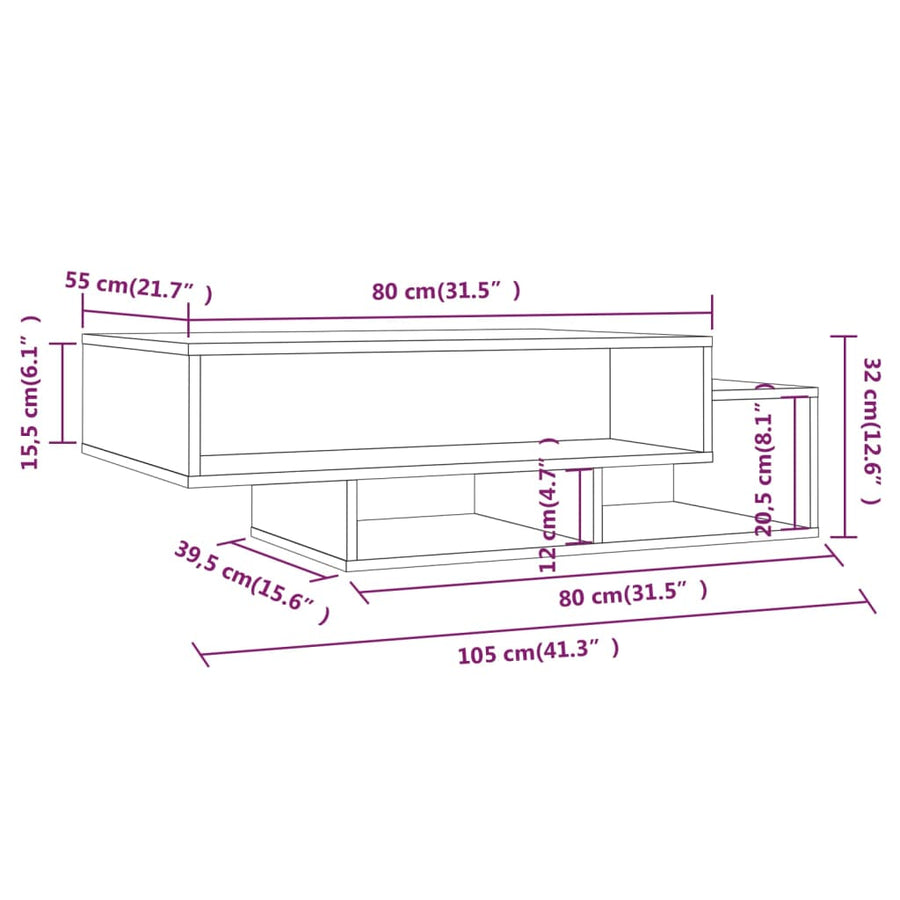 Salontafel 05X55X32 Cm Bewerkt Hout Eikenkleurig Grijs sonoma