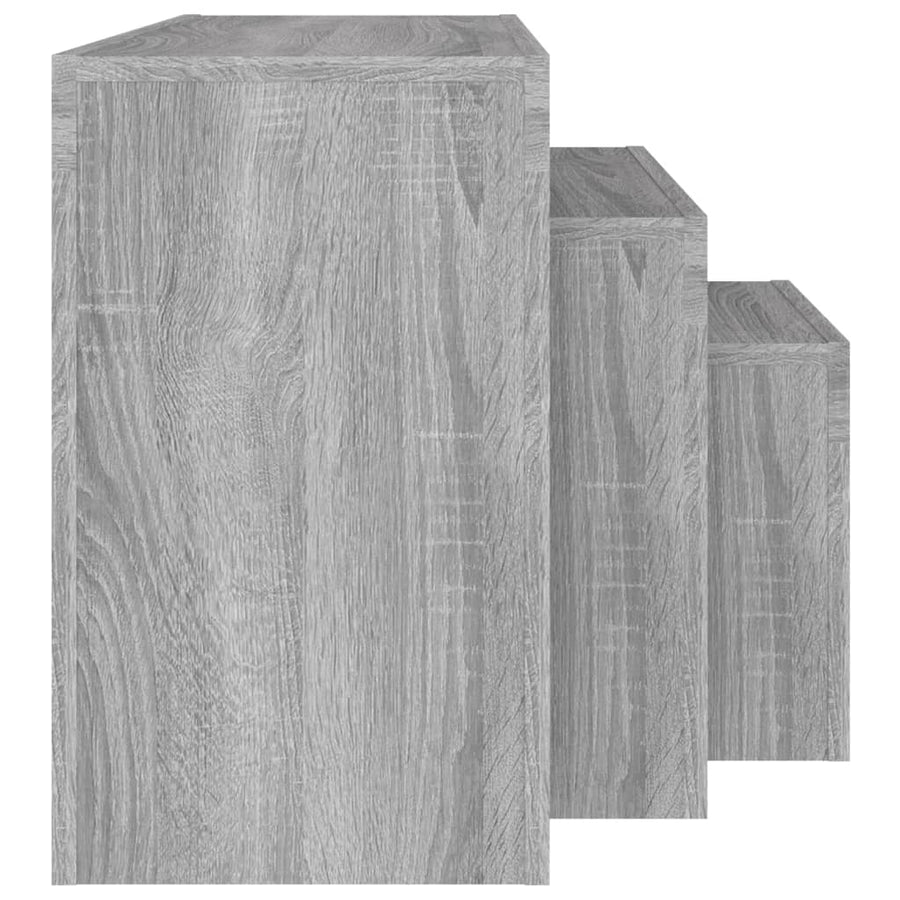 -Delige Tafeltjesset Bewerkt Hout Grijs sonoma