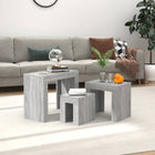 3-Piece Nest of Tables, distressed wood, grey Sonoma