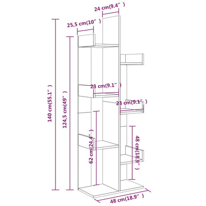 Boekenkast 48X25,5X40 Cm Bewerkt Hout Kleurig Gerookt eiken