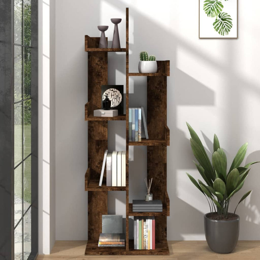 Boekenkast 48X25,5X40 Cm Bewerkt Hout Kleurig Gerookt eiken