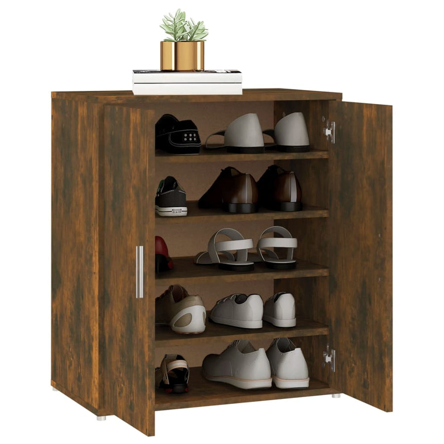 Schoenenkast 60x35x70 cm bewerkt hout gerookt eikenkleurig Gerookt eiken