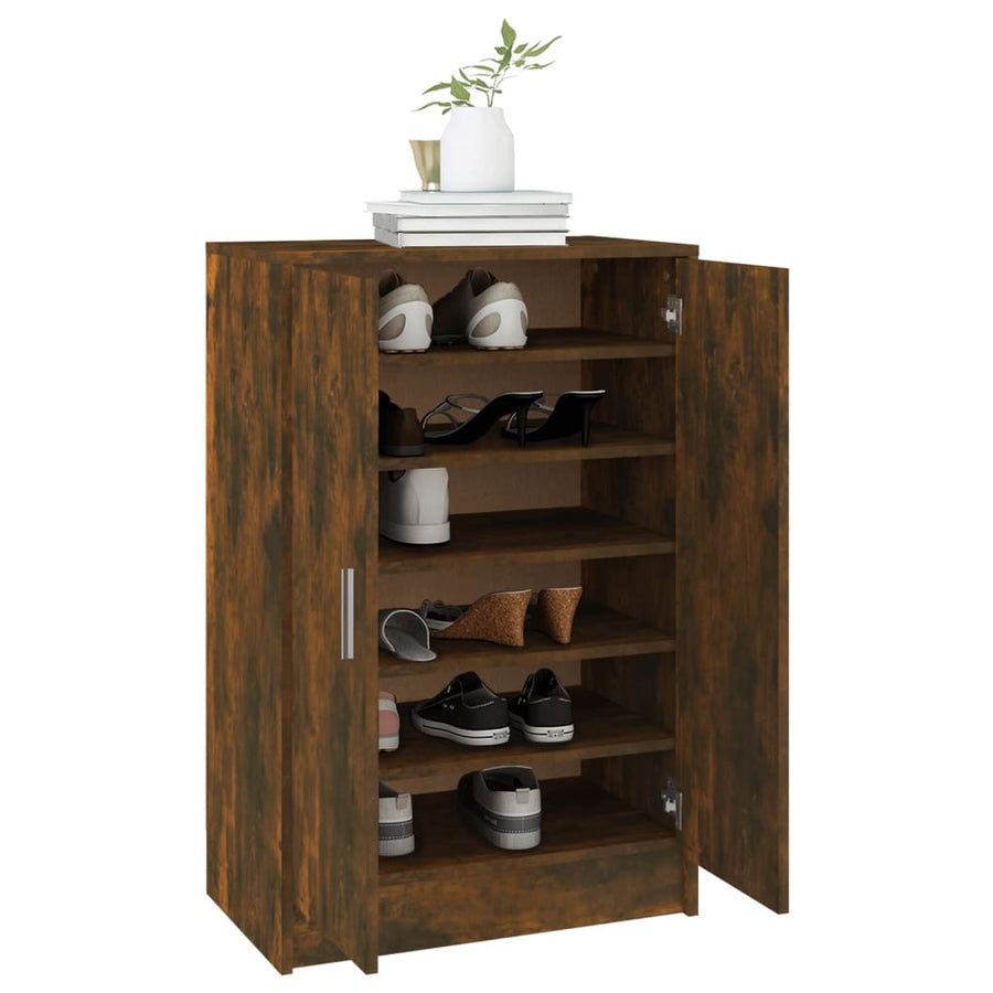 Schoenenkast 60X35X92 Cm Bewerkt Hout Kleurig Gerookt eiken