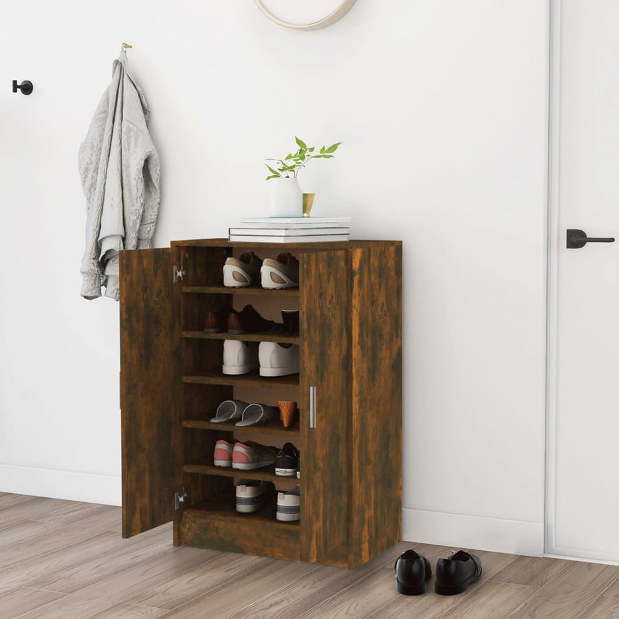 Schoenenkast 60X35X92 Cm Bewerkt Hout Kleurig Gerookt eiken