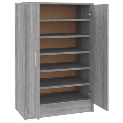 Schoenenkast 60X35X92 Cm Bewerkt Hout Eikenkleurig Grijs sonoma