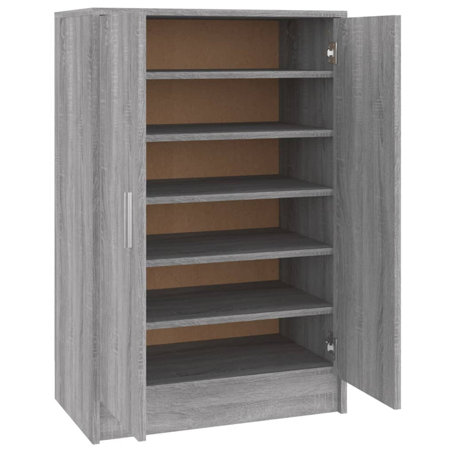 Schoenenkast 60X35X92 Cm Bewerkt Hout Eikenkleurig Grijs sonoma
