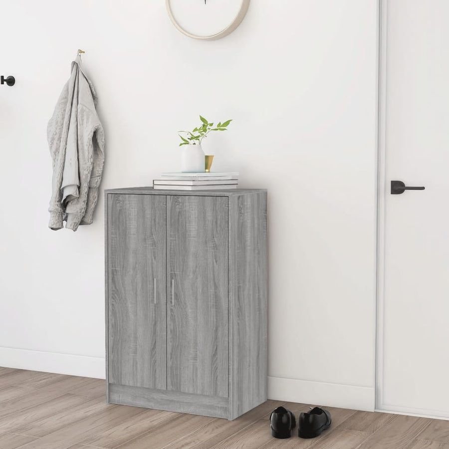 Schoenenkast 60X35X92 Cm Bewerkt Hout Eikenkleurig Grijs sonoma