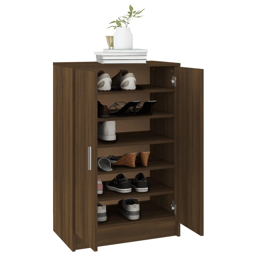 Schoenenkast 60x35x92 cm bewerkt hout bruin eikenkleur