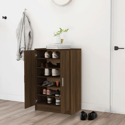 Schoenenkast 60x35x92 cm bewerkt hout bruin eikenkleur