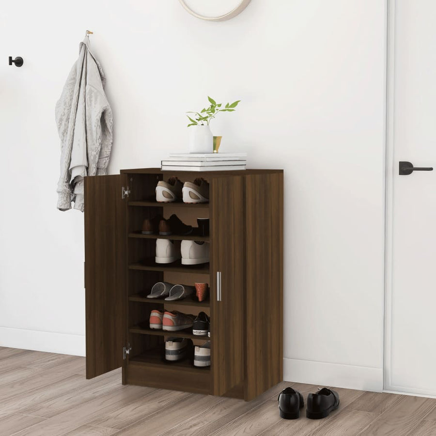 Schoenenkast 60x35x92 cm bewerkt hout bruin eikenkleur