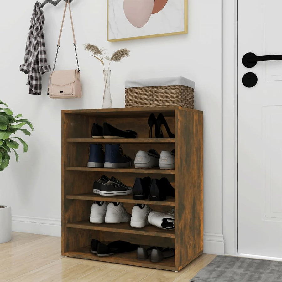 Schoenenkast 60X35X70 Cm Bewerkt Hout Kleurig Gerookt eiken