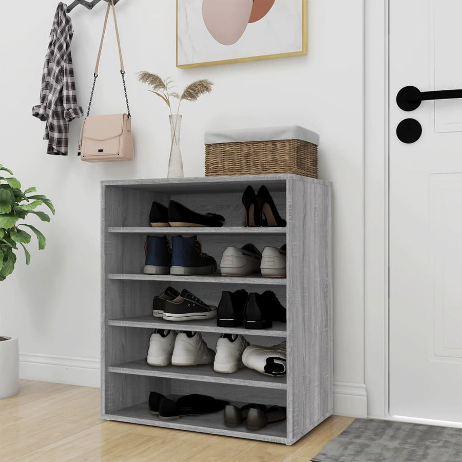 Schoenenkast 60X35X70 Cm Bewerkt Hout Eikenkleurig Grijs sonoma