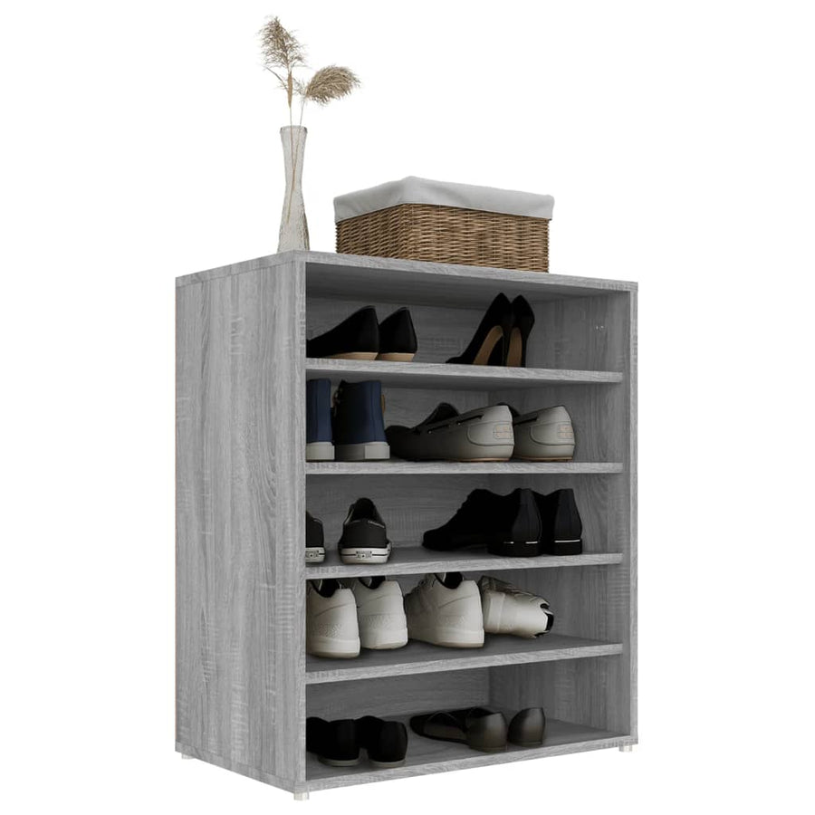 Schoenenkast 60X35X70 Cm Bewerkt Hout Eikenkleurig Grijs sonoma